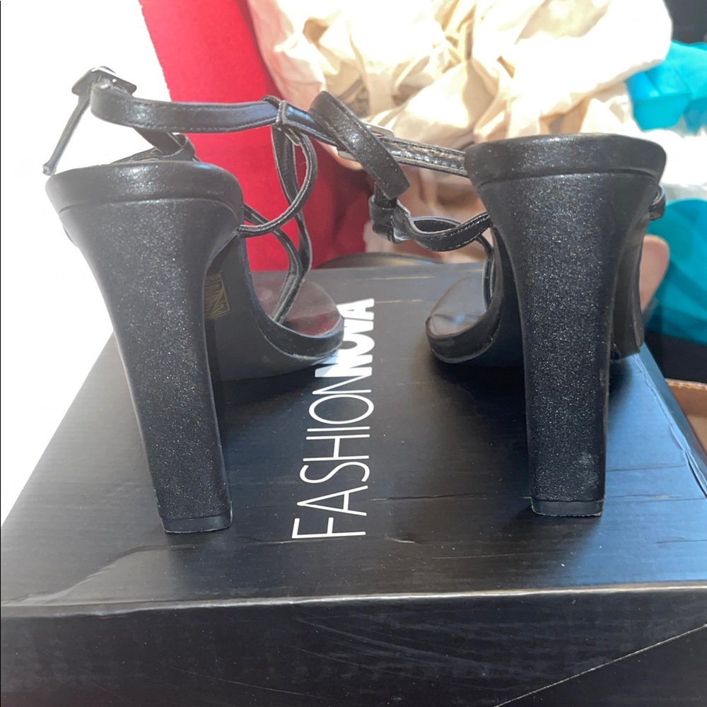 Fashion Nova Black Strappy Heels - Picture 3 of 5